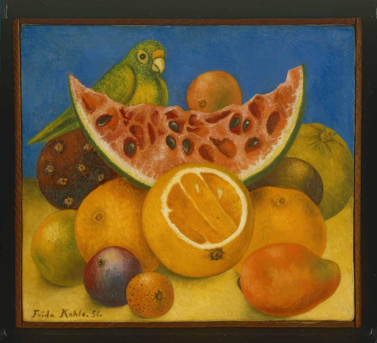 Stilleben med papegøje af Frida Kahlo