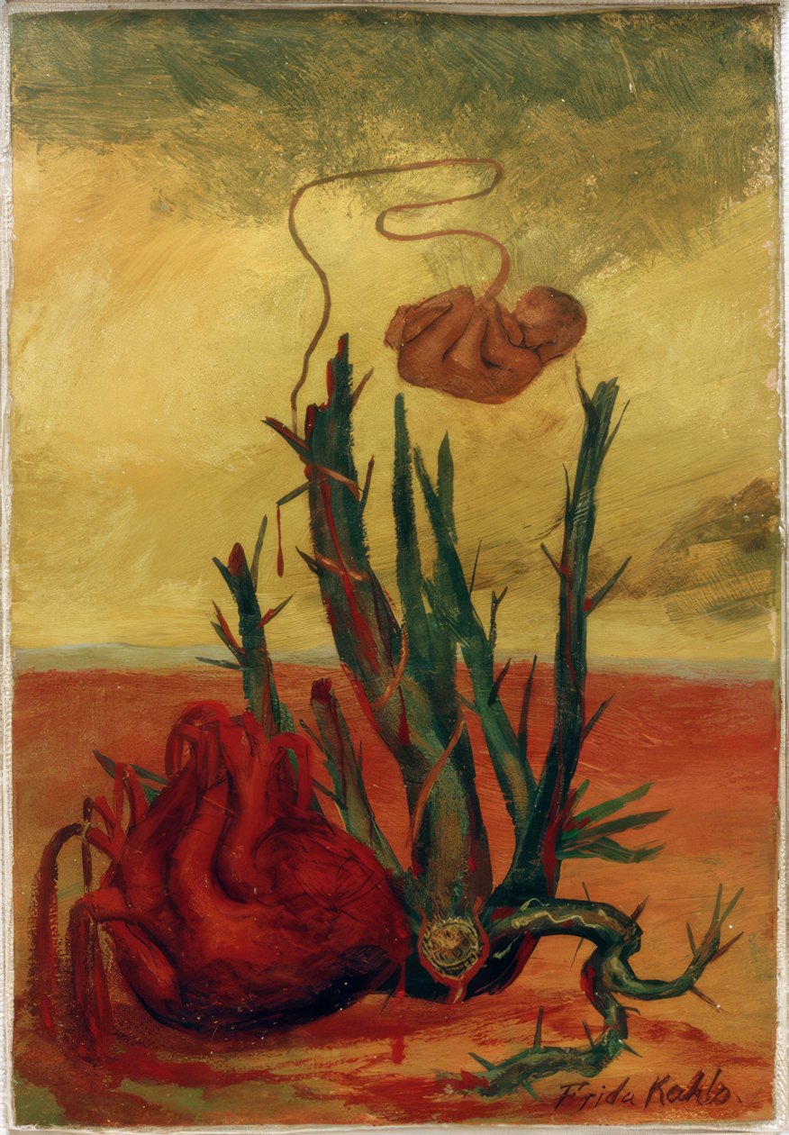 Uden titel (hjerte, kaktus og foster) af Frida Kahlo
