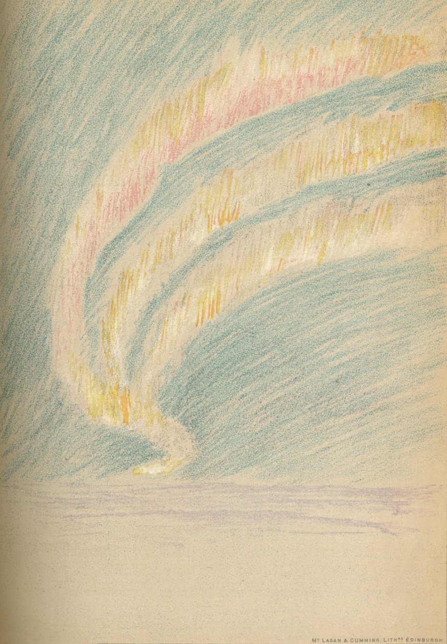 Streamers of Aurora Borealis, 28. november 1893. Pastelskitse, 1893 1897 af Fridtjof Nansen