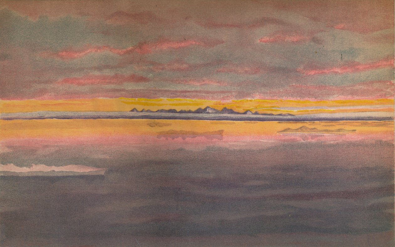 Solnedgang ud for Asiens nordkyst, nord for mundingen af Chatanga, 1893, 1897 af Fridtjof Nansen