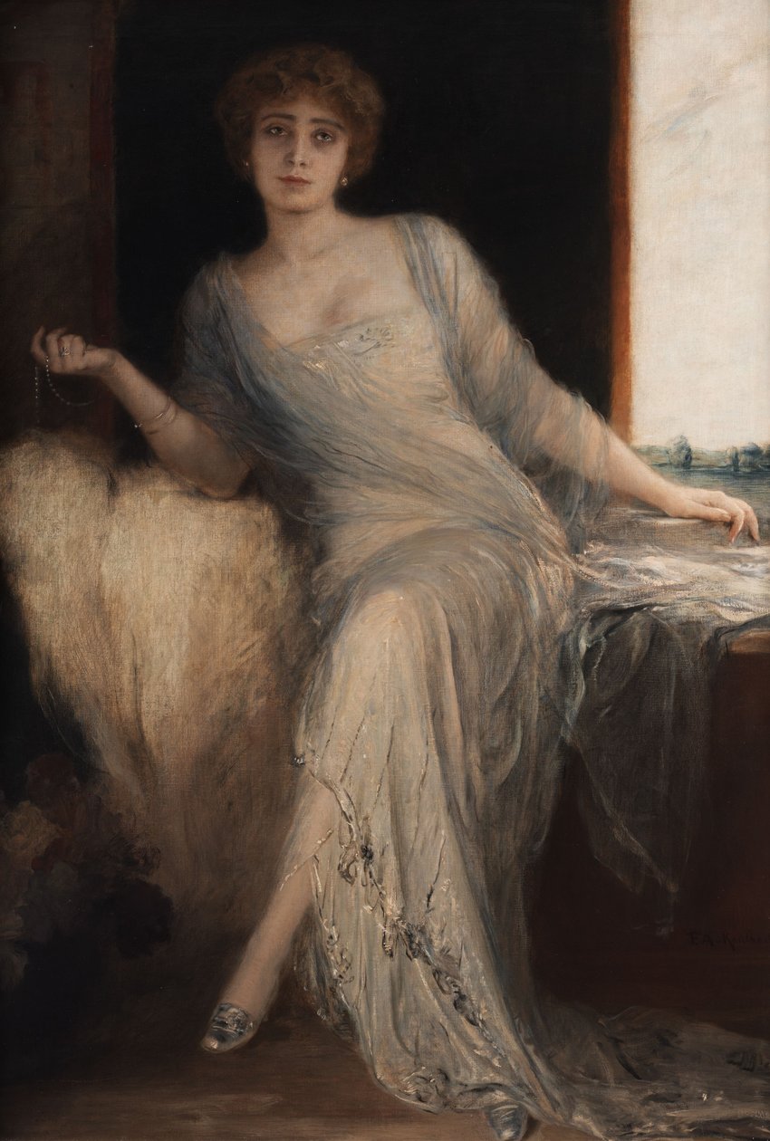 Portræt af en siddende dame af Friedrich August von Kaulbach