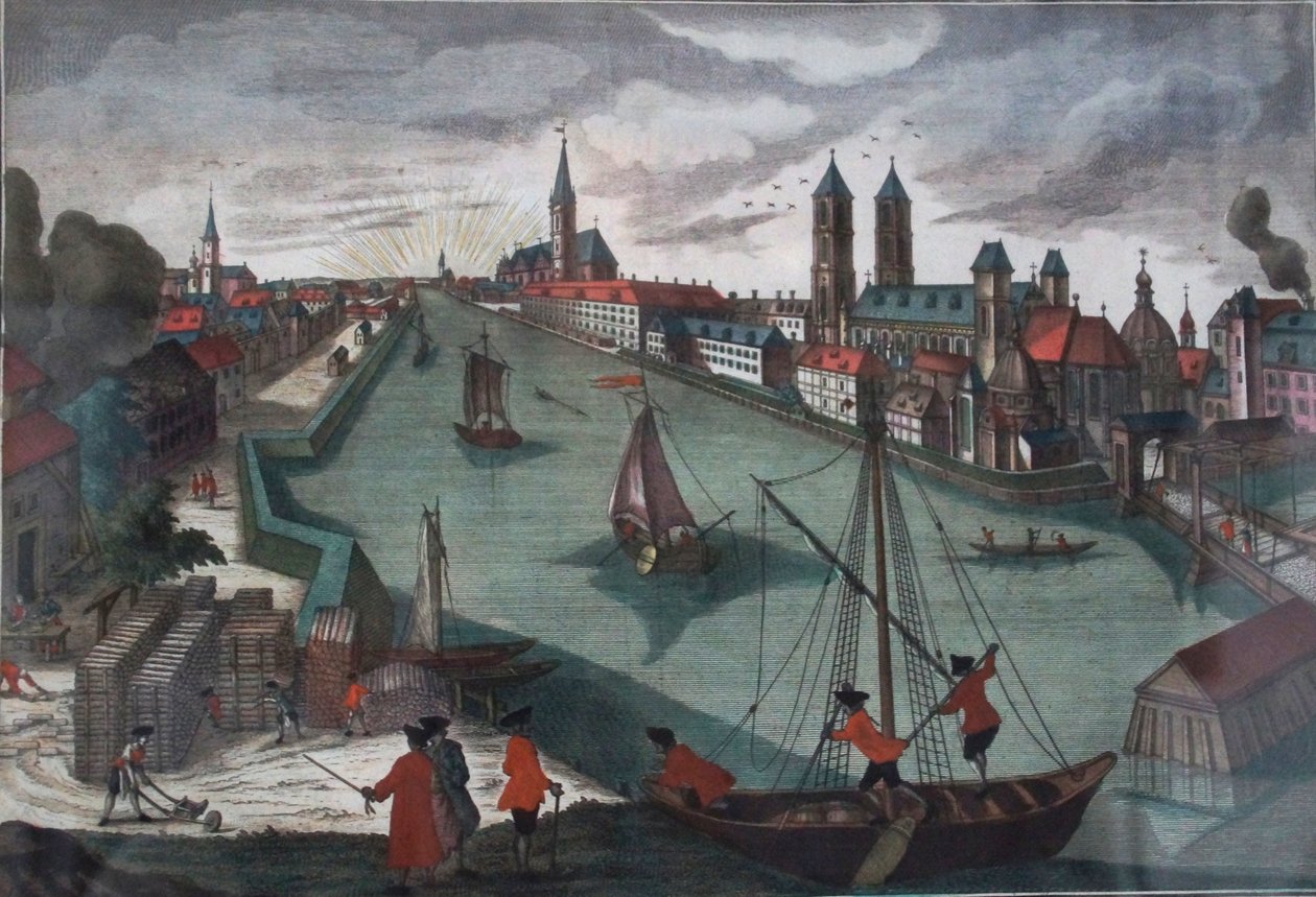 Wroclaw, udsigt fra øst for katedraløen af Friedrich Bernhard Werner