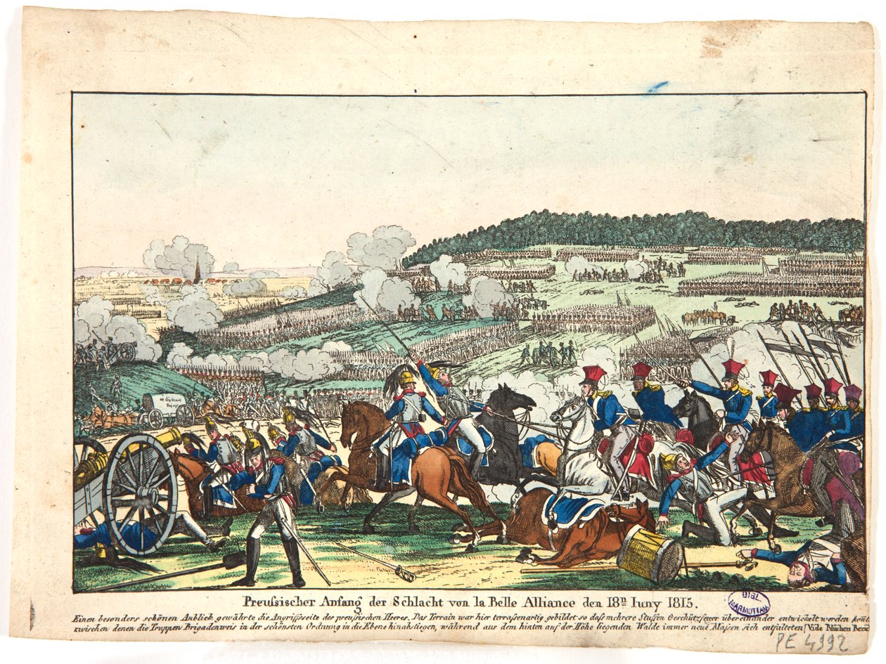Starten på slaget ved Waterloo, den preussiske side, 18. juni 1815, 1815 af Friedrich Campe