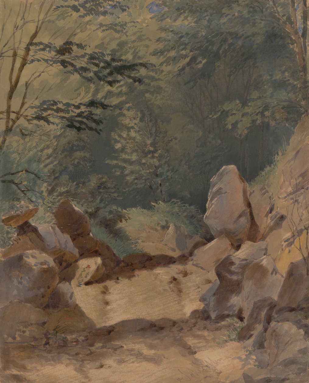 Skovlandskab med klipper af Friedrich Carl von Scheidlin
