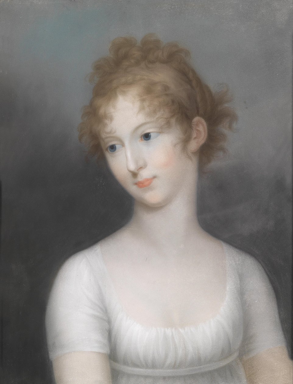 Portræt af Elena Pavlovna i en hvid kjole af Friedrich Erhard Wagner