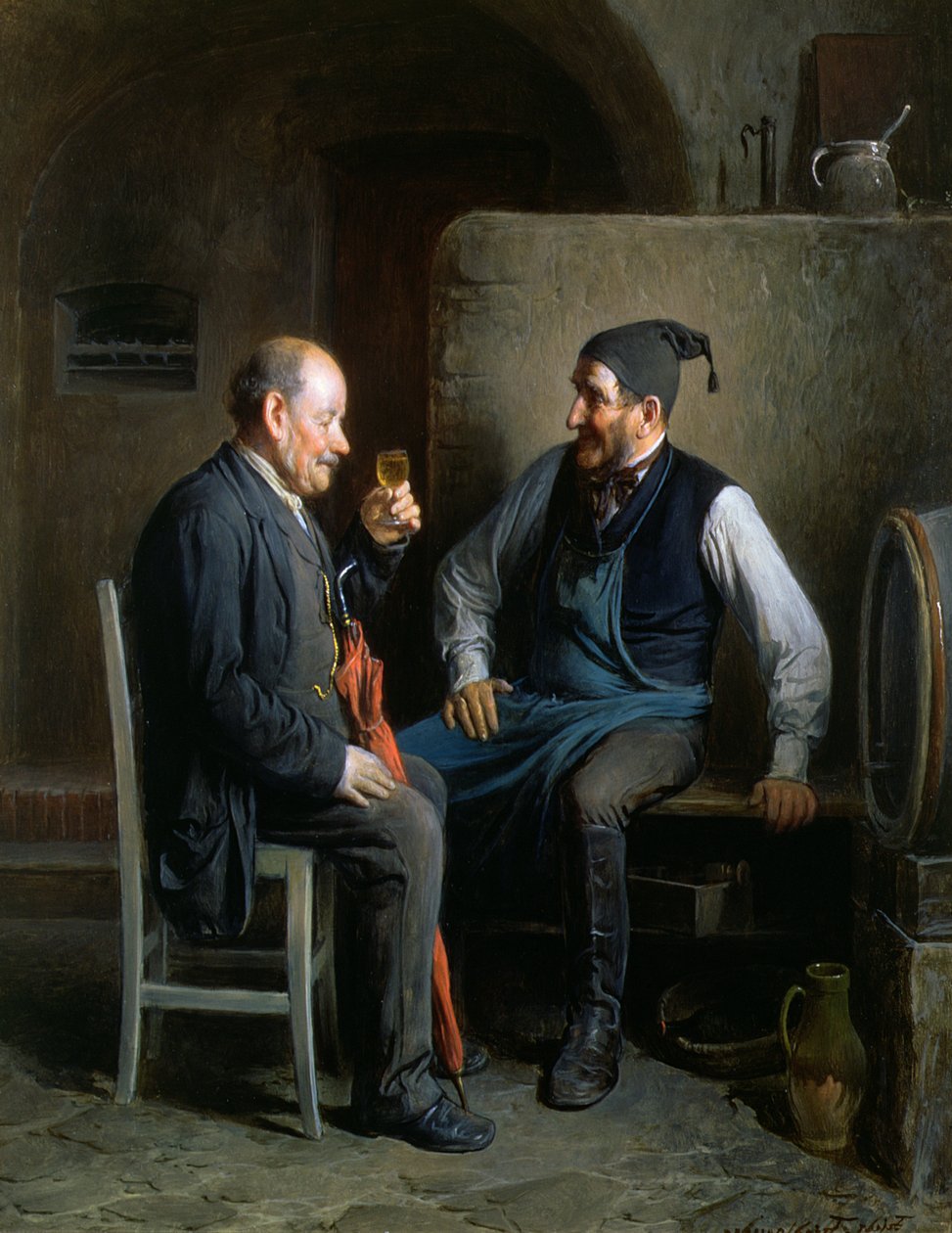 Vinsmagning, eller en god årgang (panel) af Friedrich Friedlander