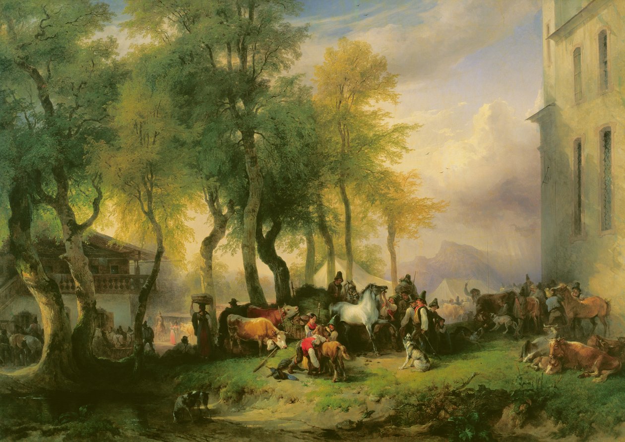 Kvægmarked på Mariasletten, 1837 af Friedrich Gauermann