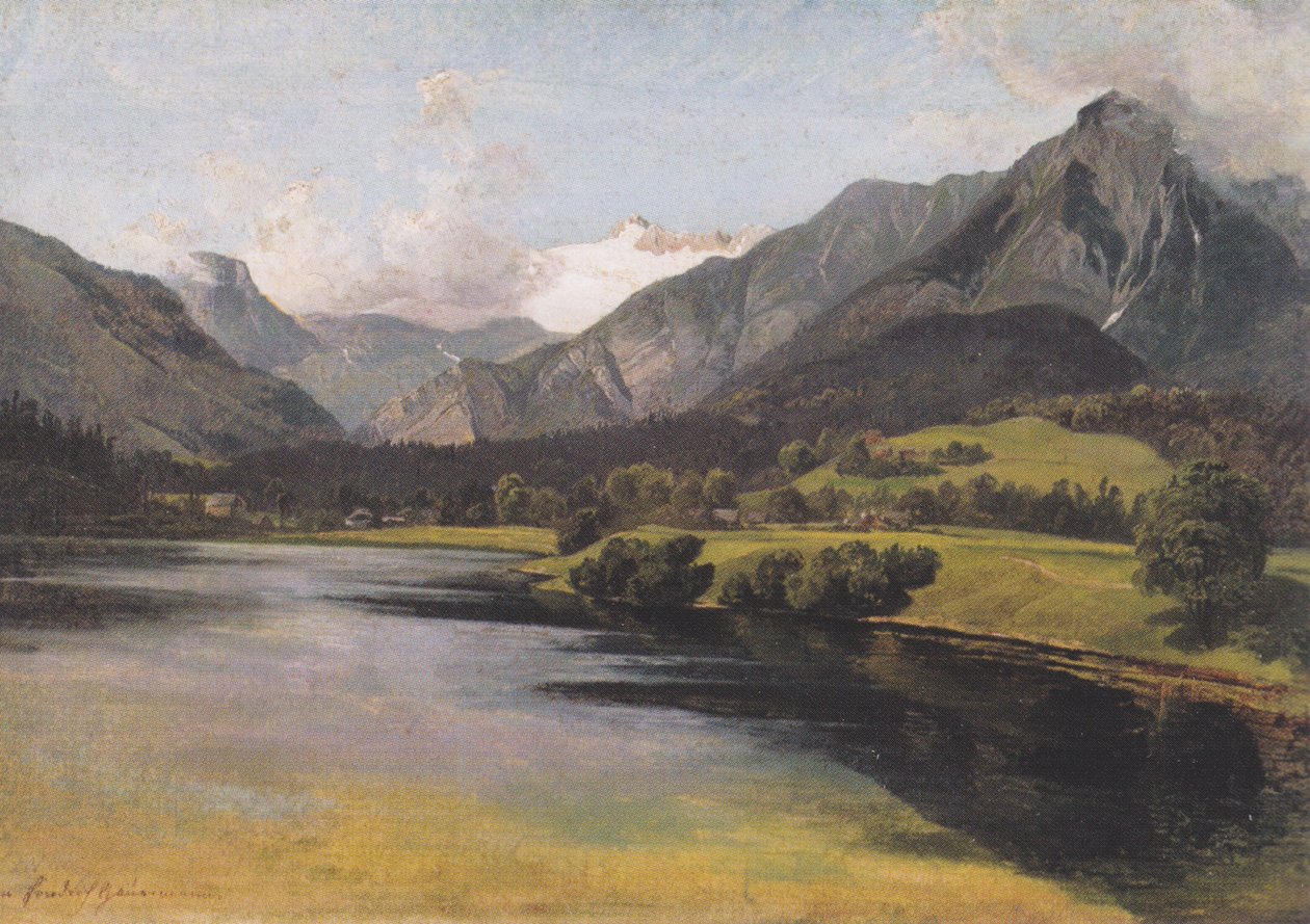 Altauseer See med Dachstein af Friedrich Gauermann