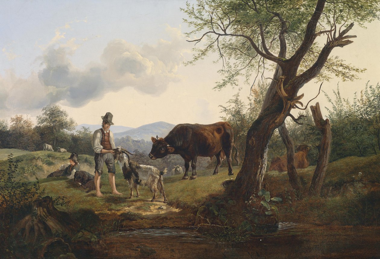 Hyrde med bæge af Friedrich Gauermann