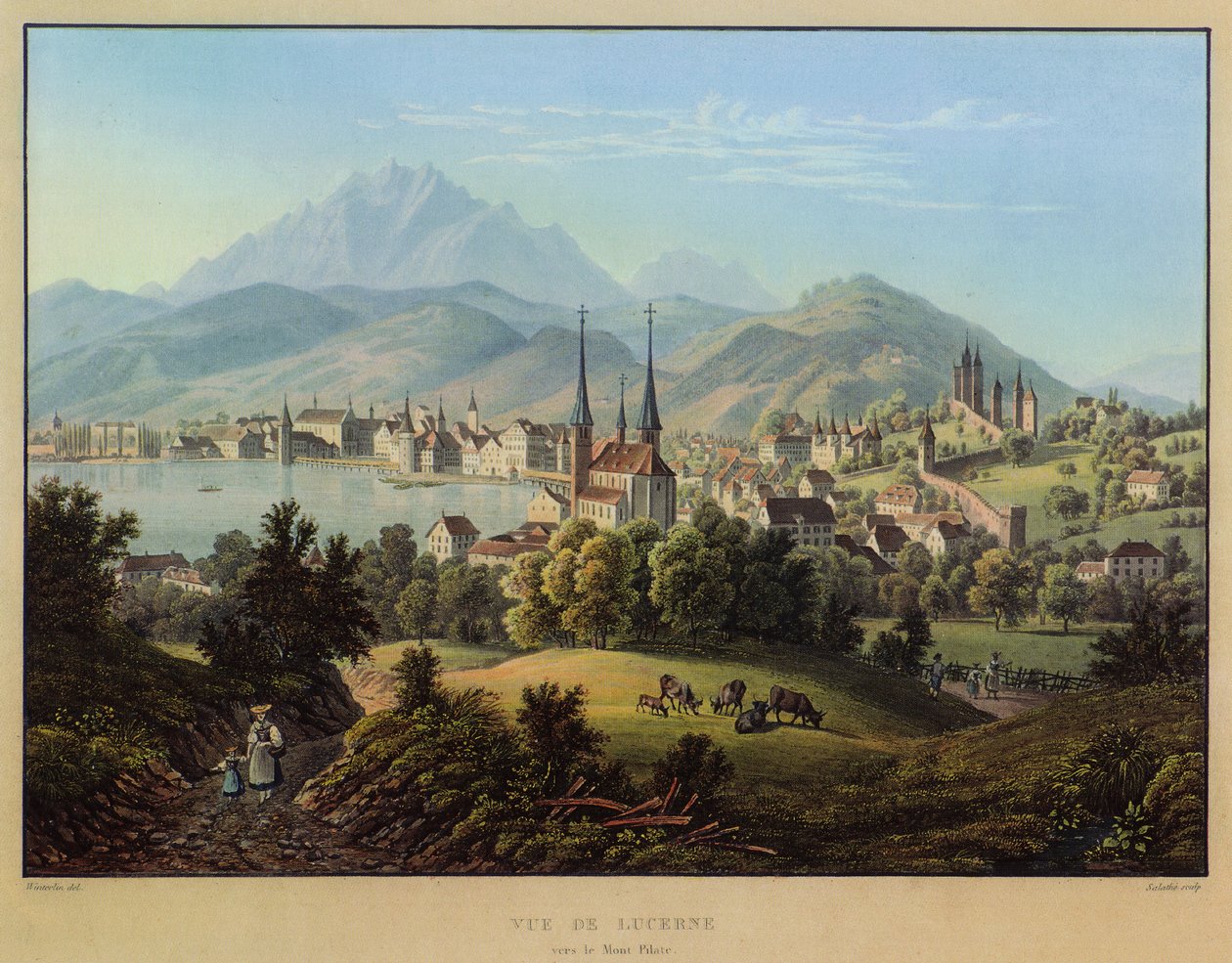 VISNING AF LUCERNE mod Pilatus -bjerget af Friedrich Salathé