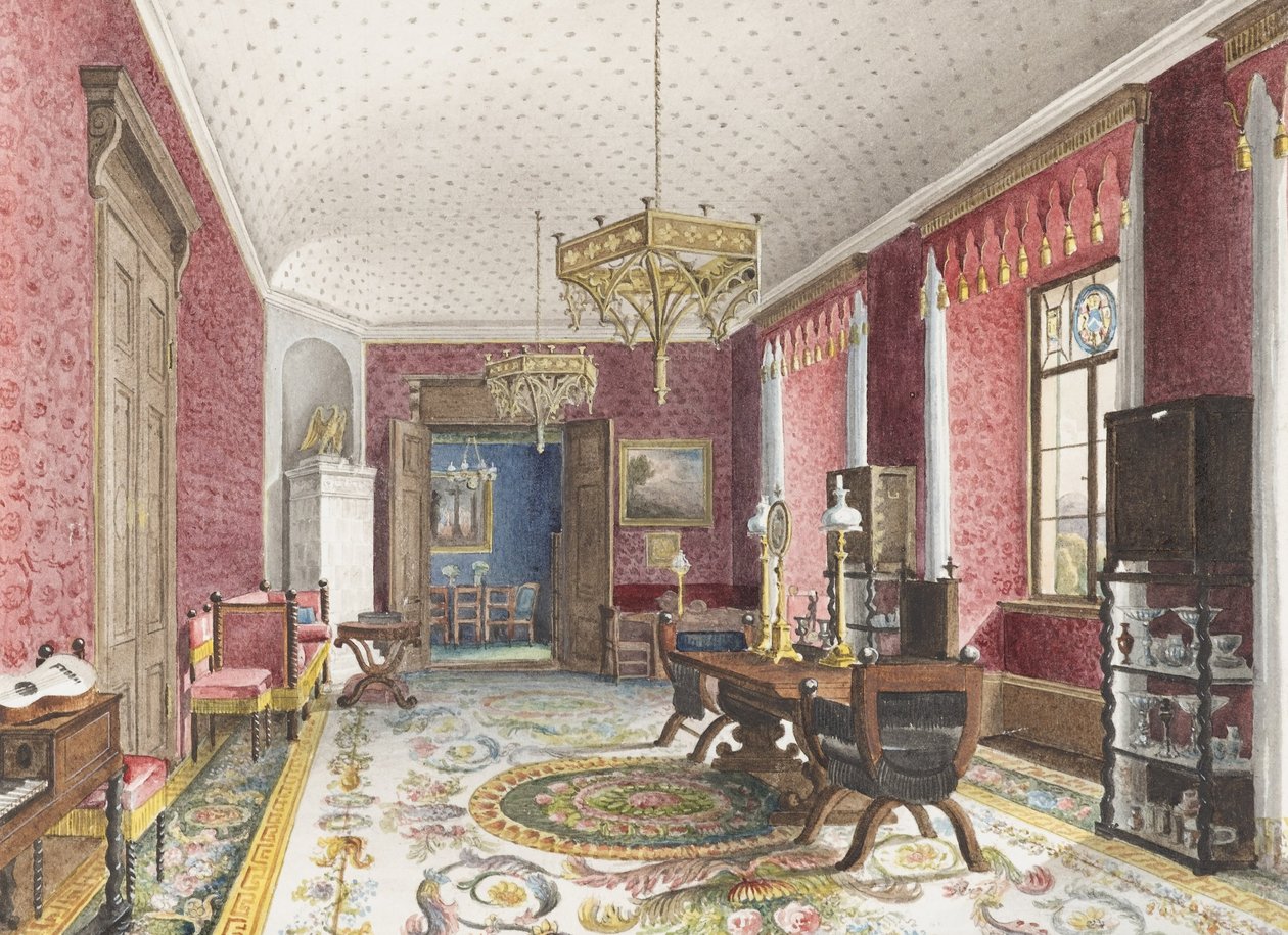 Det røde værelse, Schloss Fischbach af Friedrich Wilhelm Klose