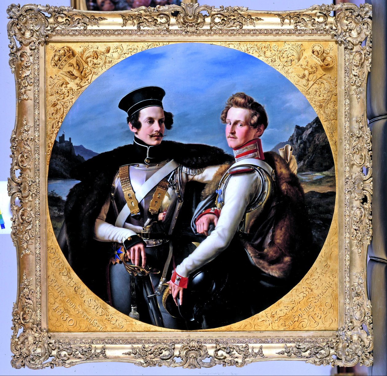 Dobbeltportræt af prinserne Friedrich Wilhelm af Preussen og Wilhelm zu Solms-Braunfels i en Cuirassiers-uniform af Friedrich Wilhelm von Schadow