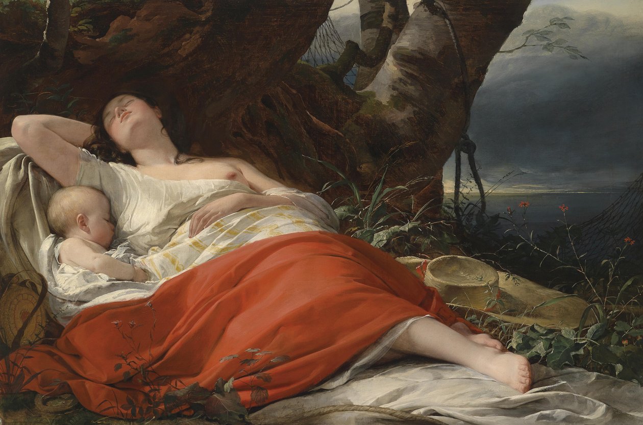 Sovende fiskerkvinde af Friedrich von Amerling