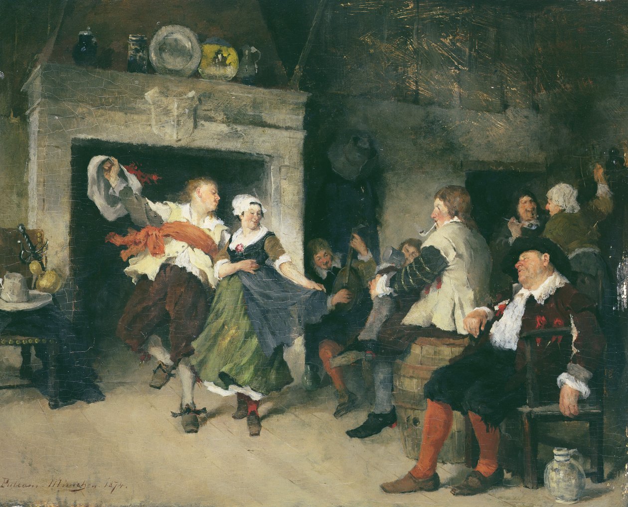Par danser i et værtshus, 1874 af Friedrich von Puteani