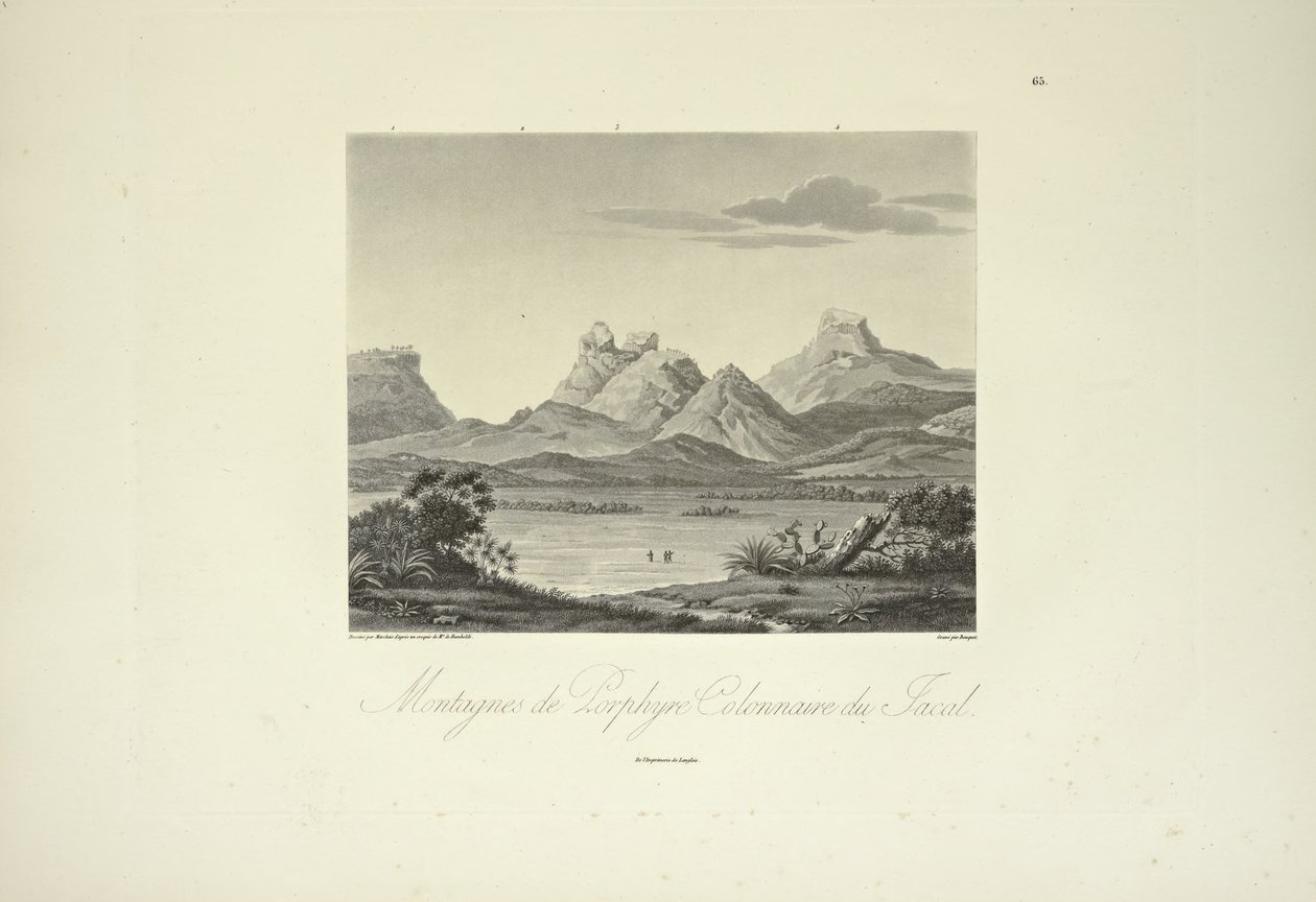 Bjerge med søjleporfyr, Jacal, tegnet af Marchais, graveret af Bouquet, illustration fra 