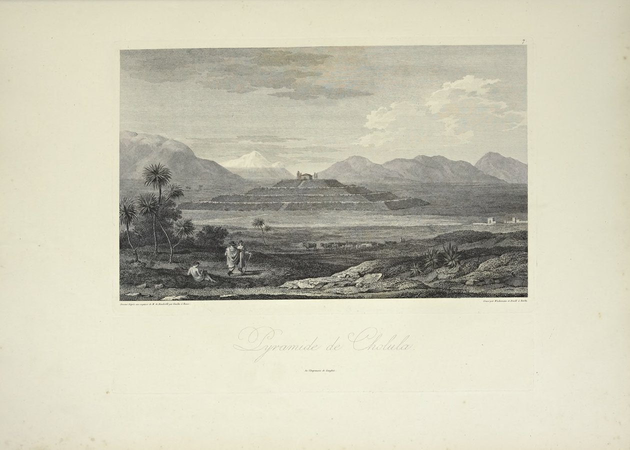 Pyramid of Cholula, tegnet af Gmelin, illustration fra 