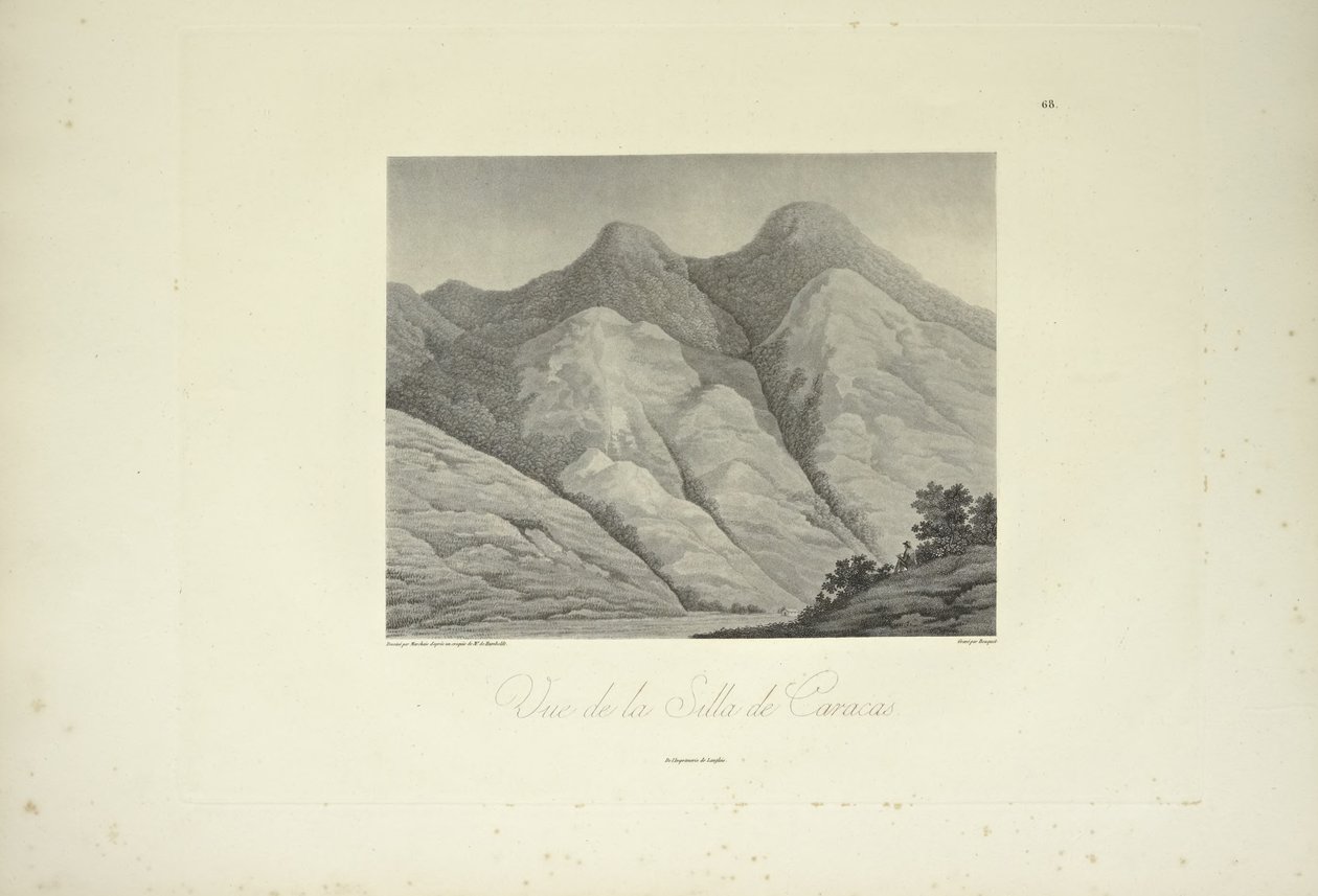 Udsigt over Silla de Caracas, tegnet af Marchais, graveret af Bouquet, illustration fra 