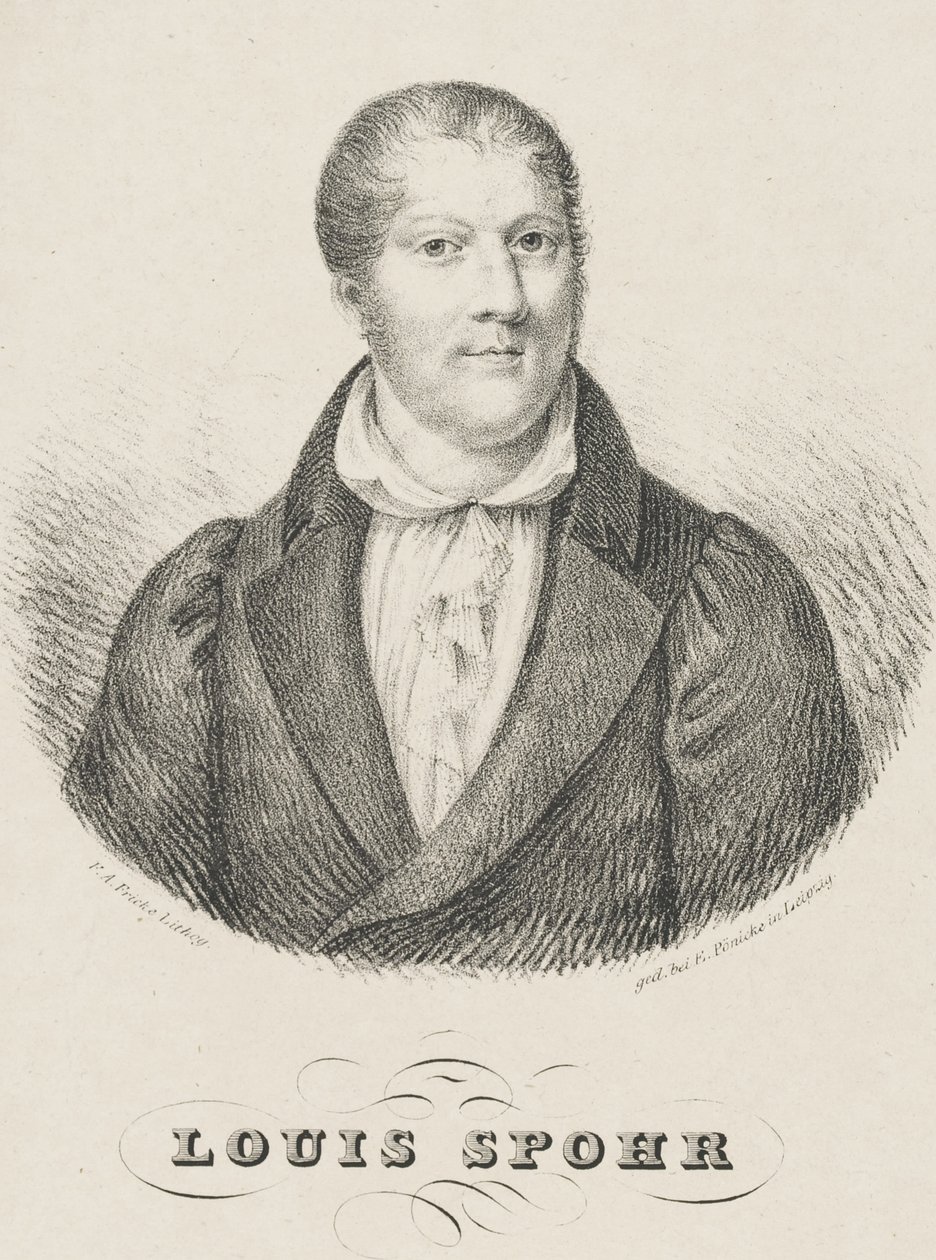 Portræt af Louis Spohr 1784-1859, ca. 1830-1840. af Friedrich August Fricke