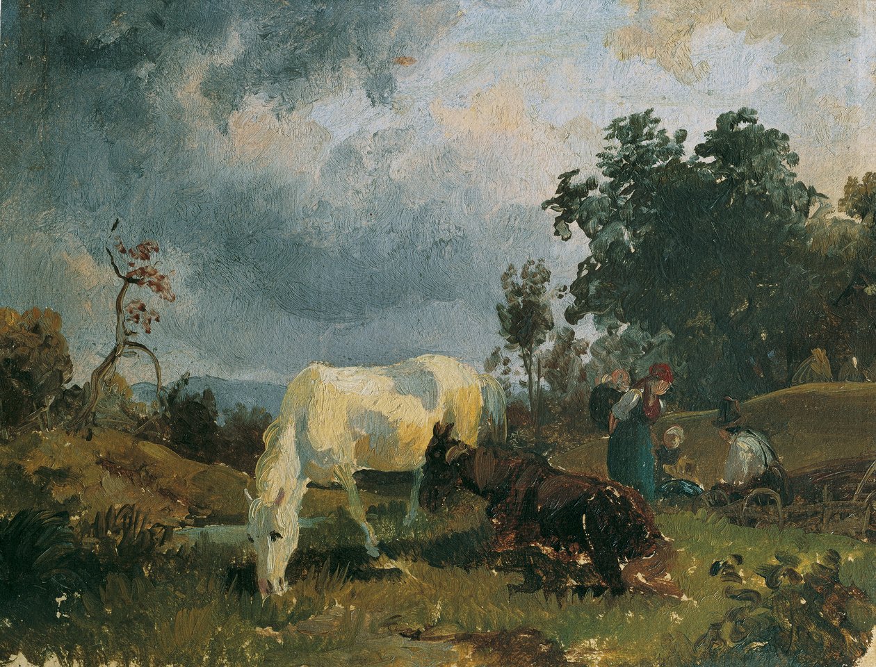 En grå hest på heden af Friedrich August Mathias Gauermann