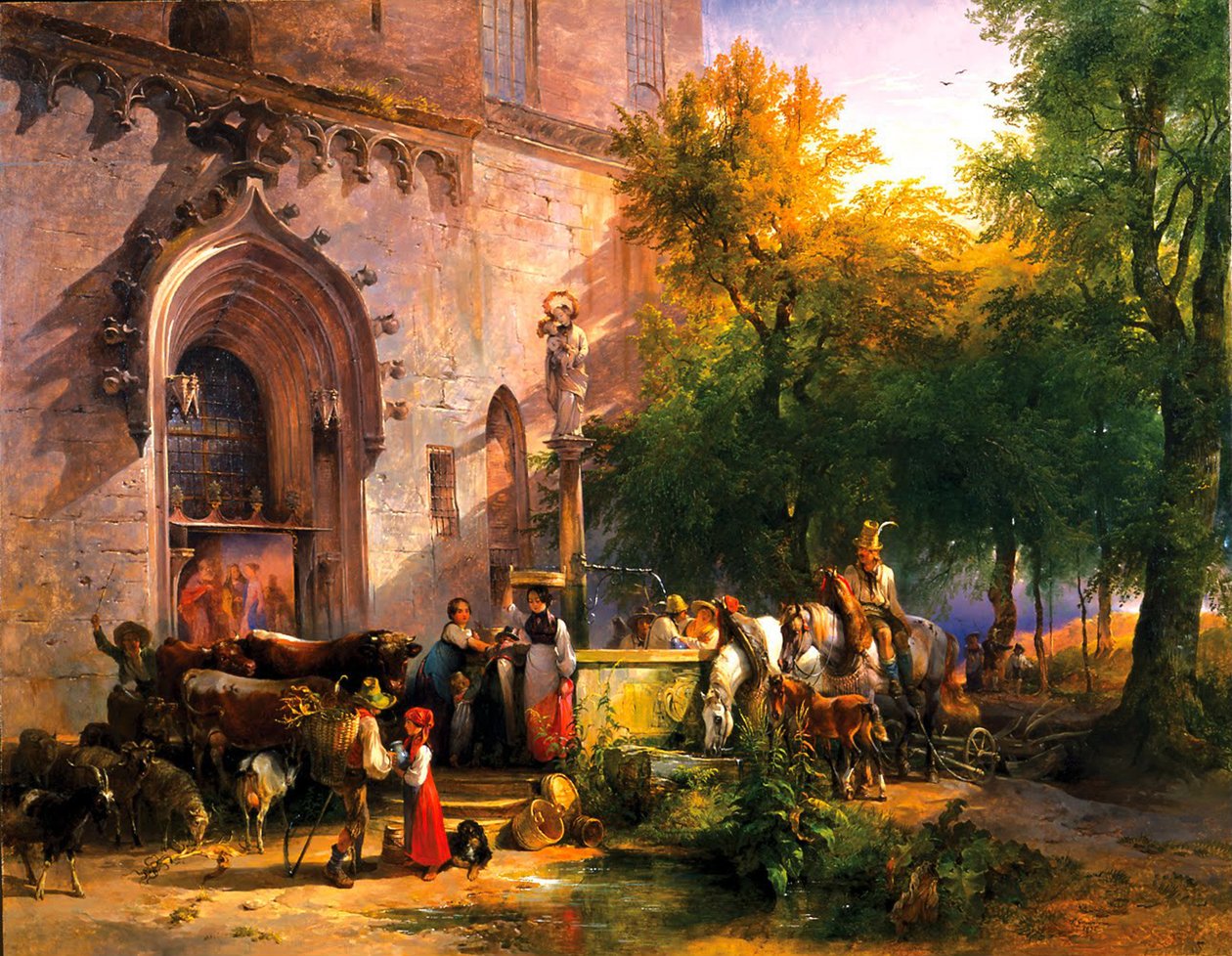 Ved Klosterfontænen, 1836 af Friedrich August Matthias Gauermann
