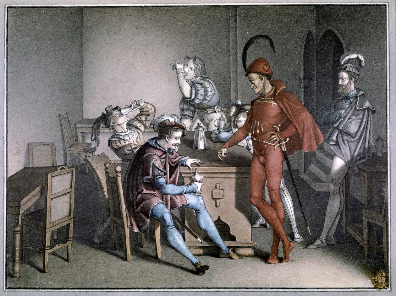 Faust, vinmiraklet. efter 1816 (farvestik) af Friedrich August Moritz Retzsch