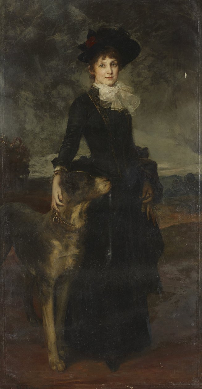 Mina Kaulbach med Dogge af Friedrich August von Kaulbach
