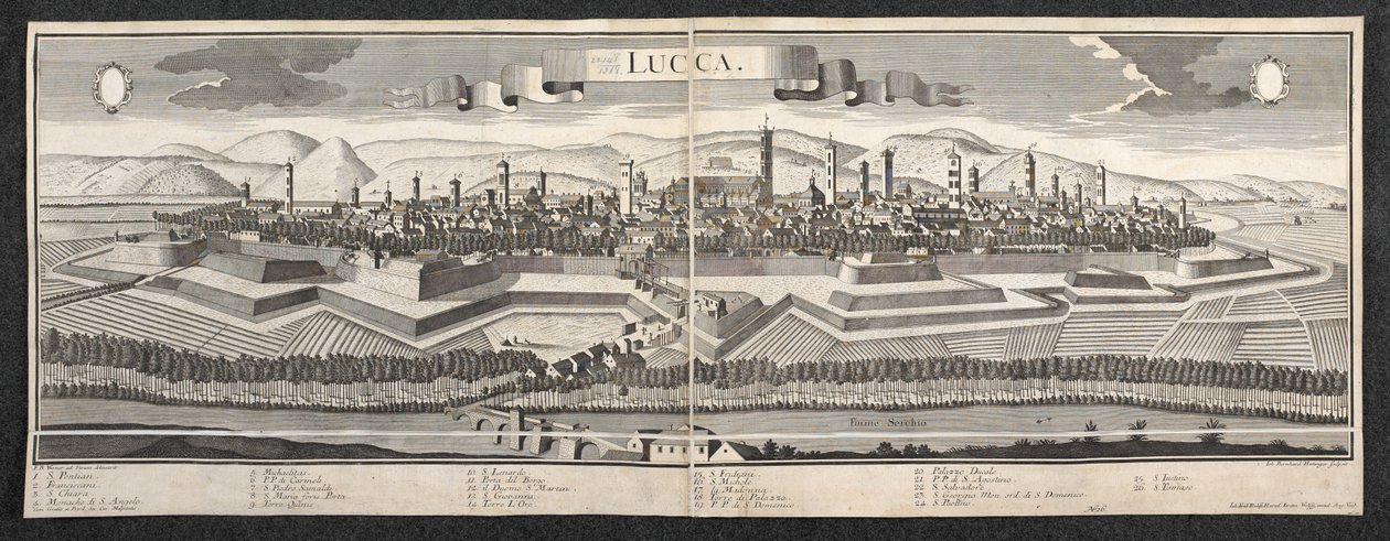 Udsigt over Lucca af Friedrich Bernhard Werner