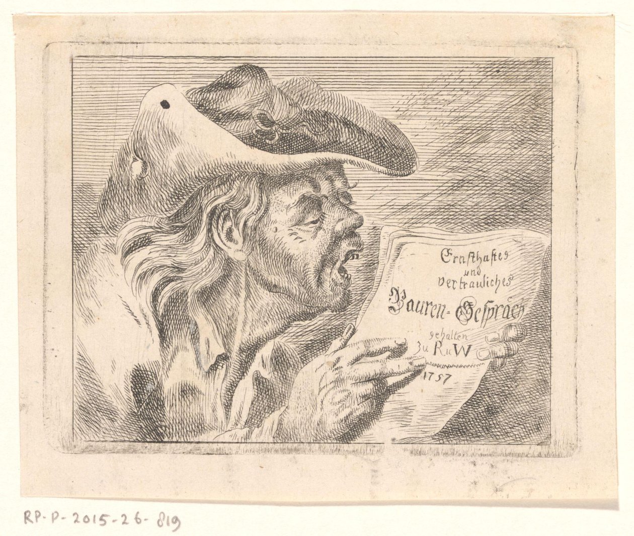 Buste af en gammel bonde med en pjece i hænderne af Friedrich Christian Gottlieb Geyser (possibly)
