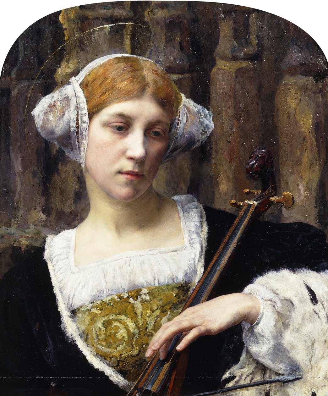 Cellisten; Kvinden med celloen, af Friedrich Edouard Meyerheim