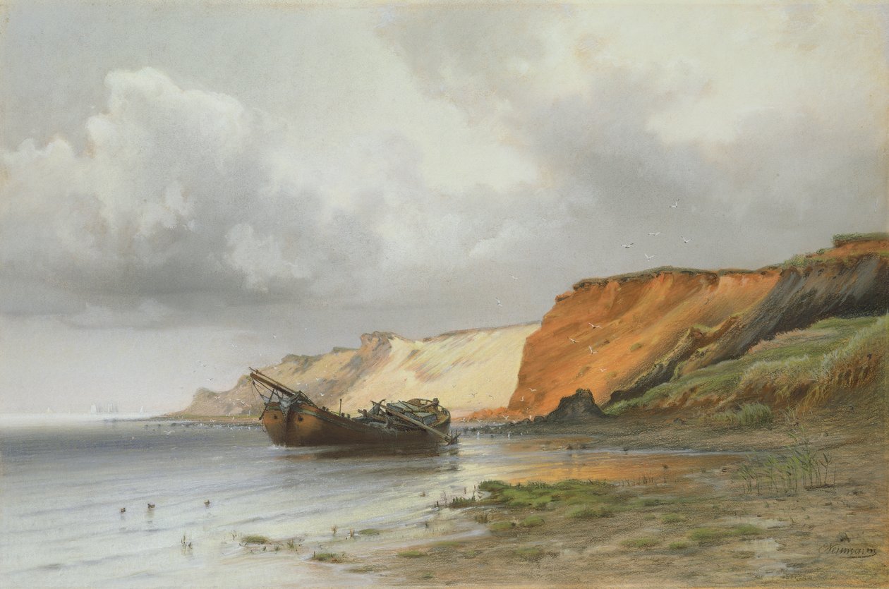 Vrag af en sejlbåd ved øen Rugen, ca. 1890 af Friedrich Emil Neumann