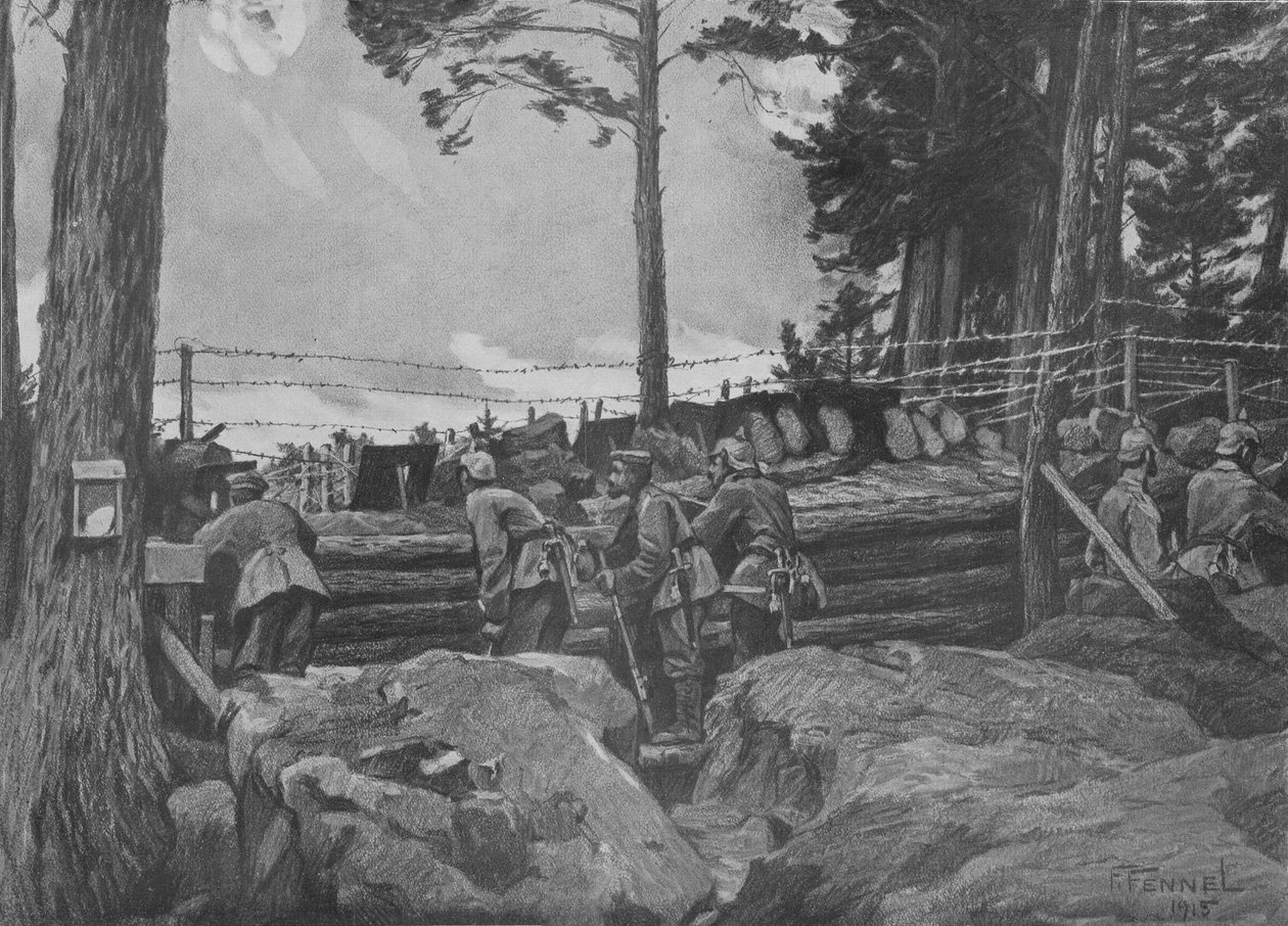 1. Verdenskrig: Tyske soldater kæmper i Vogeserne af Friedrich Fennel