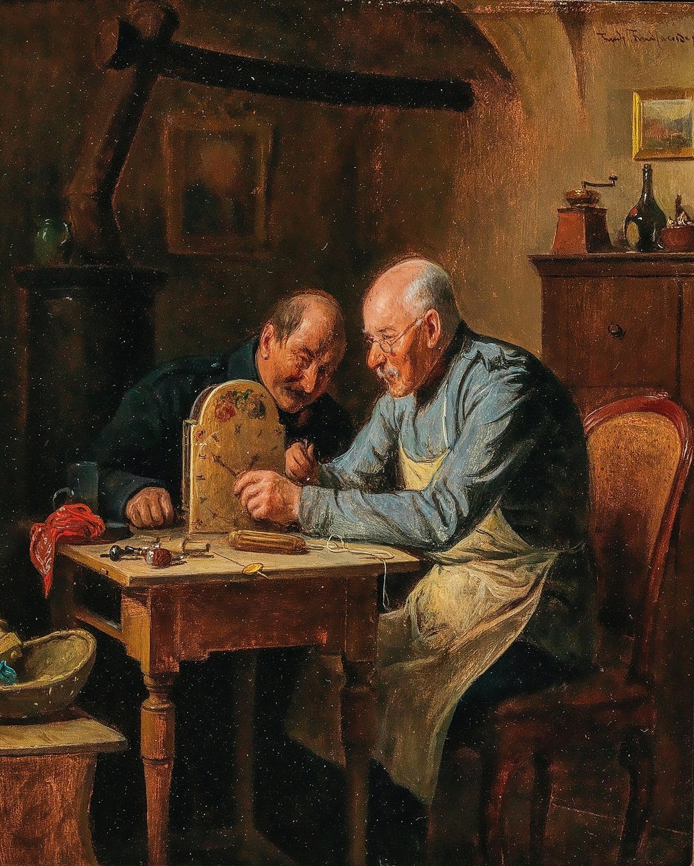Tysk: Ein schweres Problem (der Uhrmacher) Et vanskeligt problem (urmageren) af Friedrich Friedlander