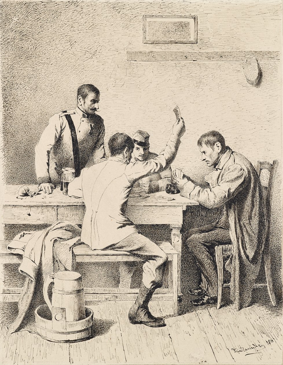 Soldater i at spille kortet af Friedrich Friedländer Ritter von Malheim