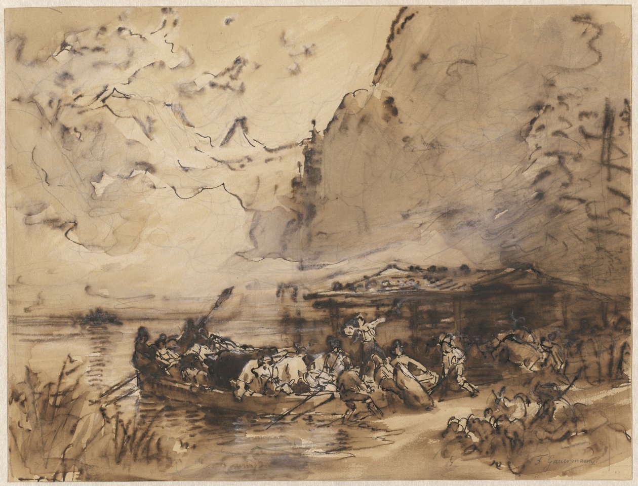 En færge på Königsee af Friedrich Gauermann