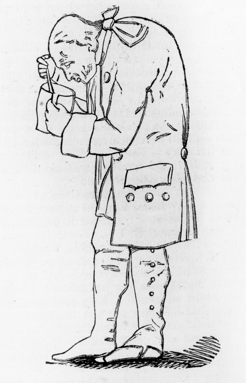 Emmanuel Kant (1724-1804), tysk filosof, med en krukke sennep, Dignage Hagemann. af Friedrich Hagemann