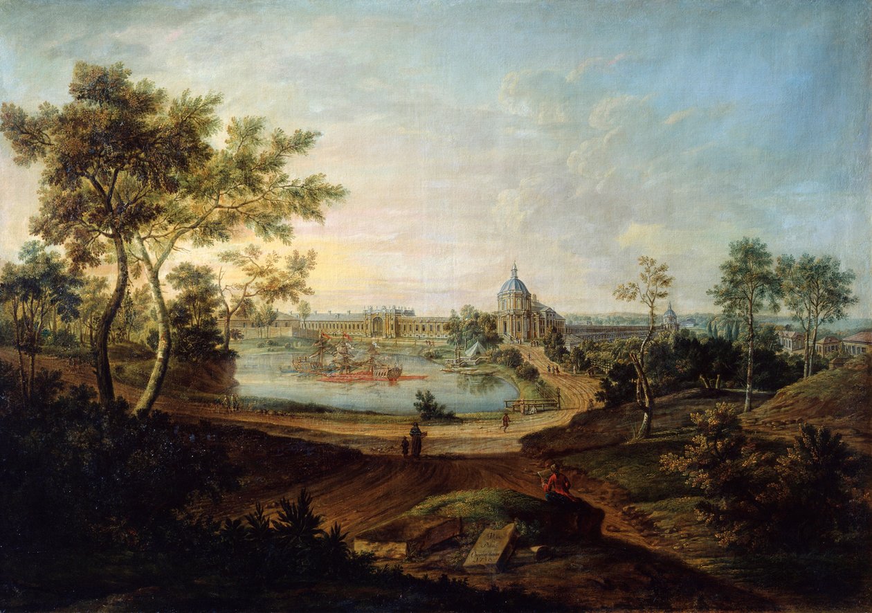 Udsigt over det store palads i Oranienbaum, 1758. af Friedrich Hartmann Barisien