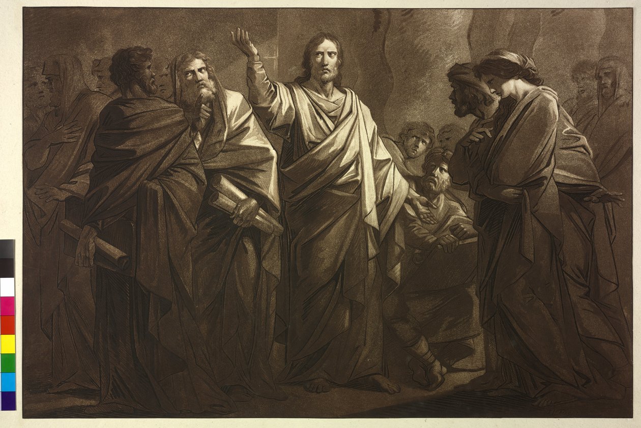 Akvatintetryk af Henry Frederick Fueger Kristus og ægteskabsbrydersken (akvatinte) af Friedrich Heinrich Fuger