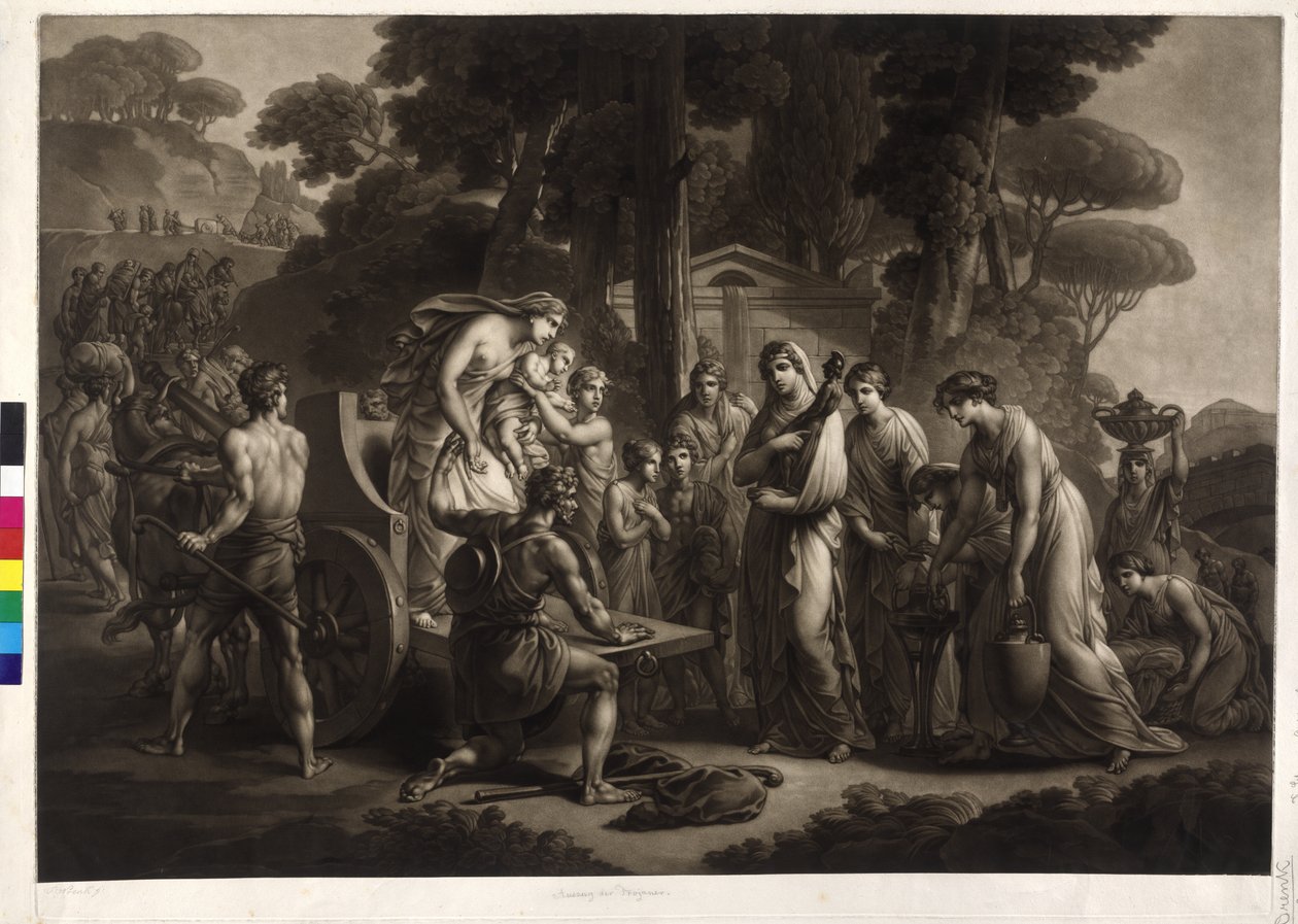 Lucius Albinus tilbyder de vestalske jomfruer sin bil ved af Friedrich Heinrich Fuger