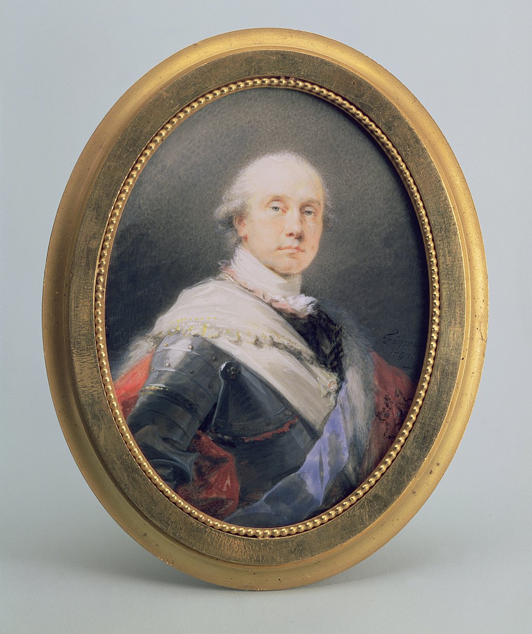Portræt af prins Charles Nicholas Othon af Nassau-Siegen, 1790 (wc og gouache på elfenben) af Friedrich Heinrich Fuger