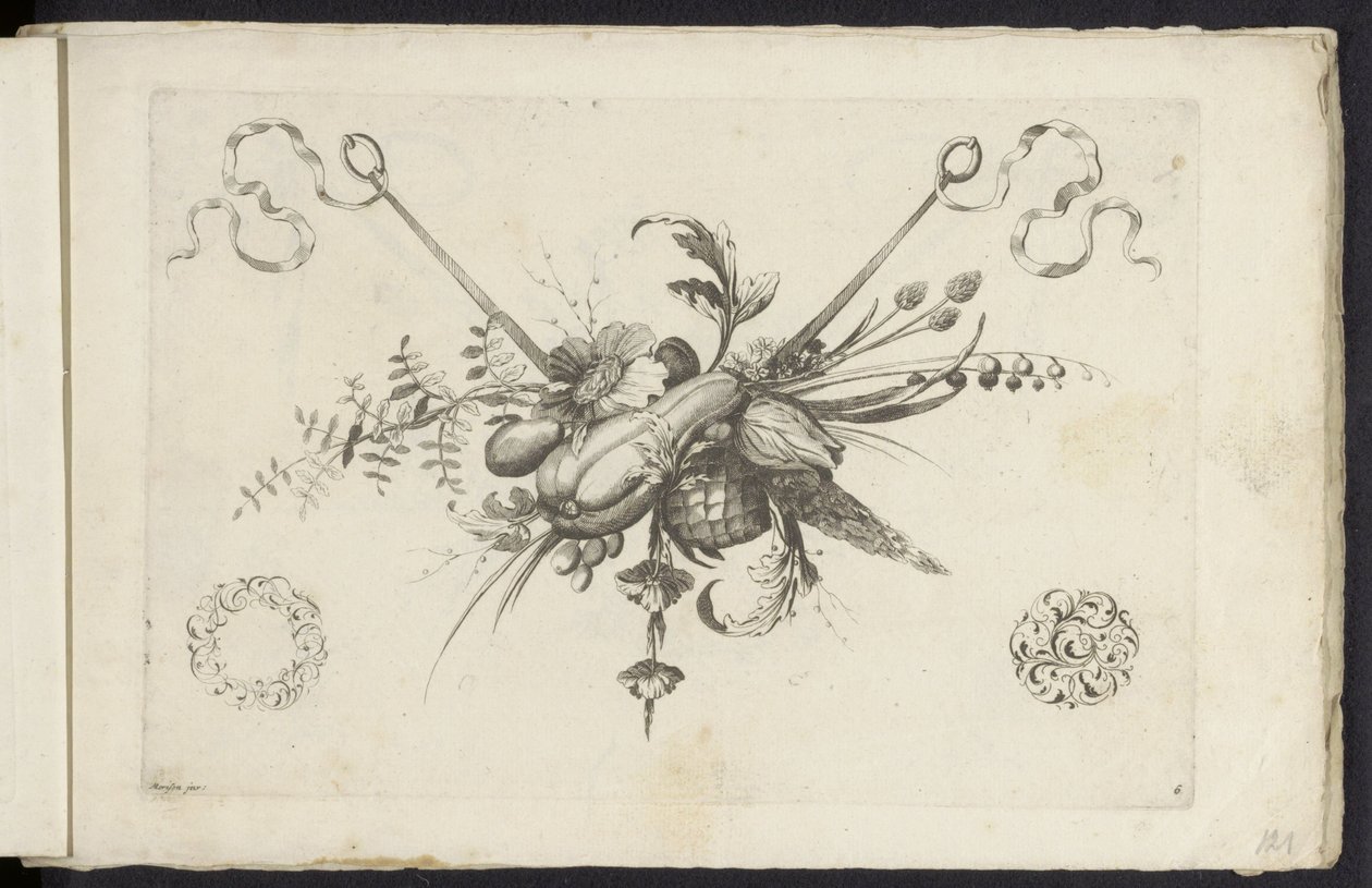 Festival med blomster, bladeren og vruchten En anden ny feston af blomster og frugter (serietitel) af Friedrich Jacob Morisson