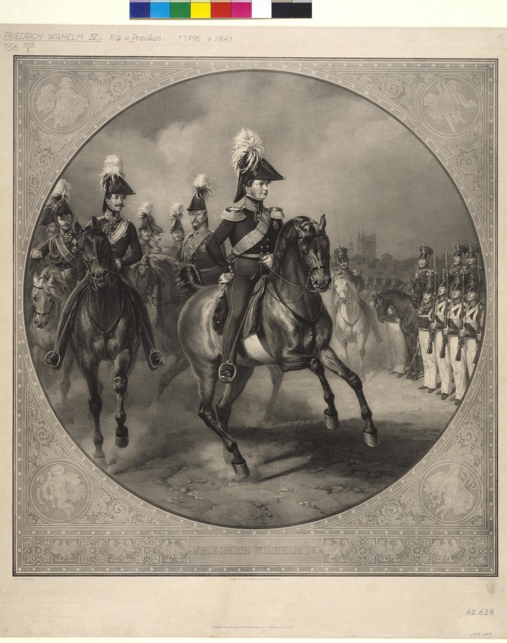 Rytterportræt af Frederik Wilhelm IV (litografi) af Friedrich Jentzen