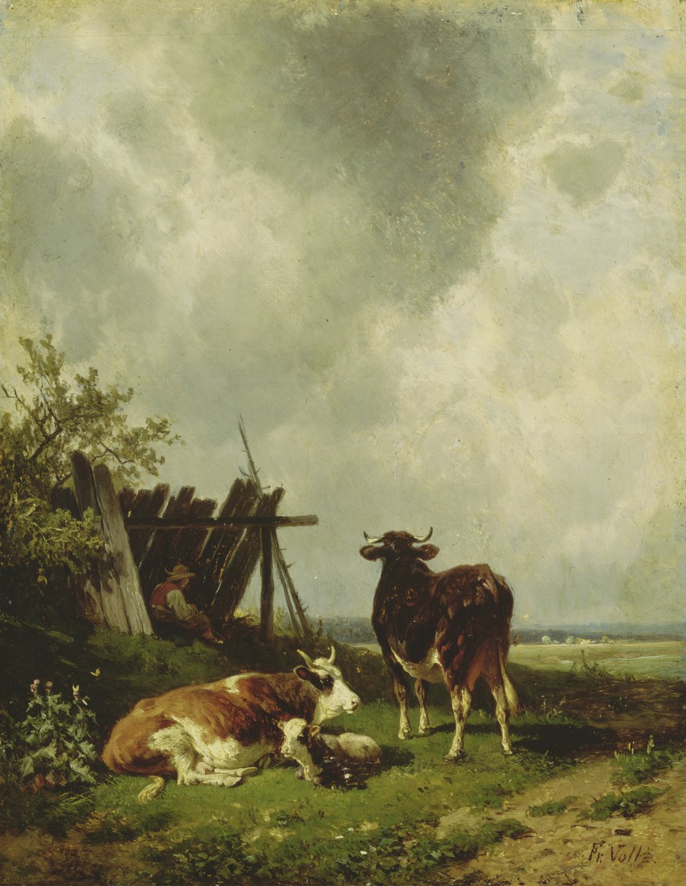 Køerne, 1800-tallet af Friedrich Johann Voltz