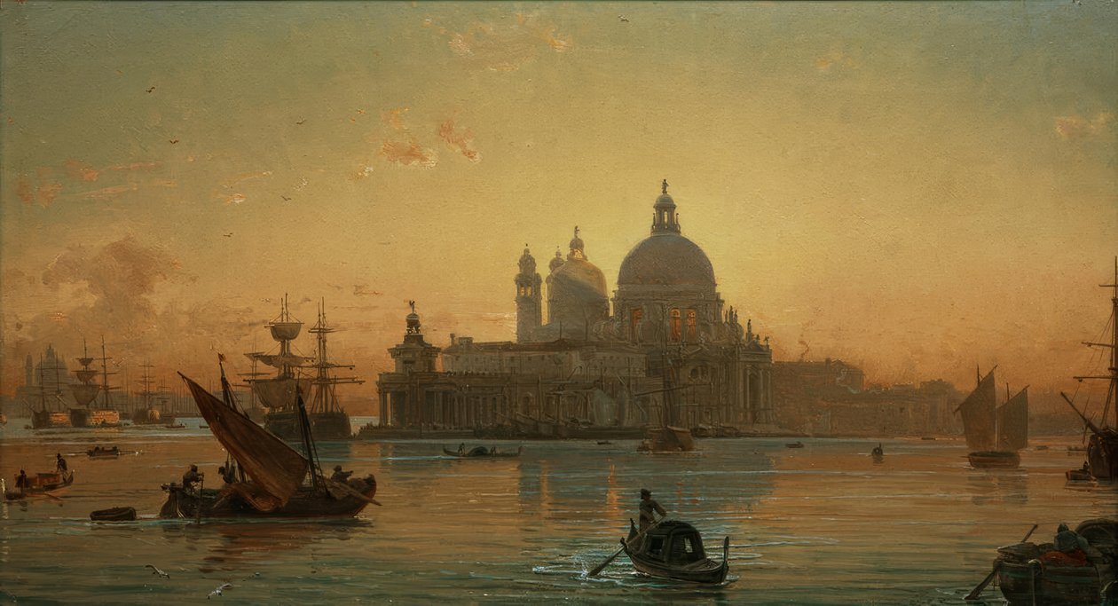 Aftenstemning i Venedig med Santa Maria della Salute af Friedrich Nerly