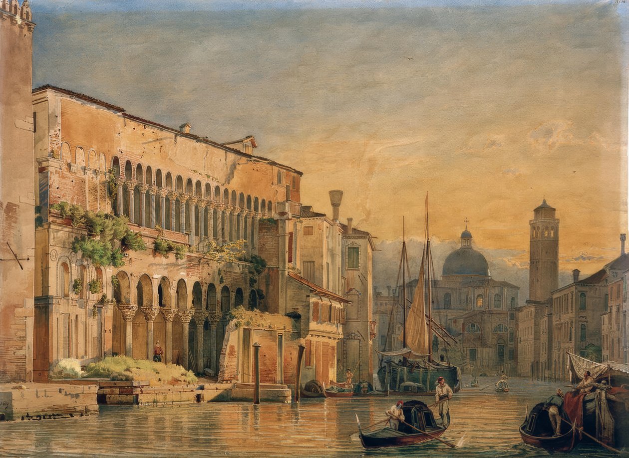 Canal Grande med Palazzo Fondaco dei Turchi af Friedrich Nerly