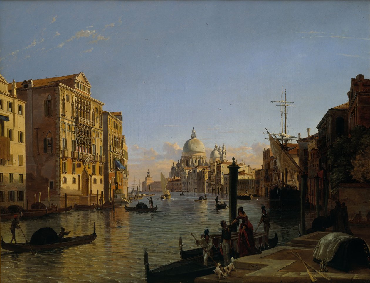 Canal Grande med udsigt til Santa Maria della Salute Venedig af Friedrich Nerly