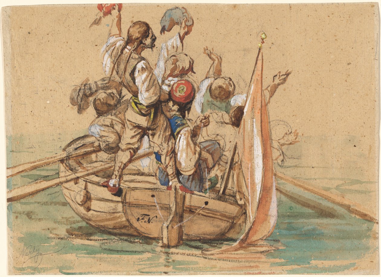 Græske sømænd på en venetiansk kanal af Friedrich Nerly