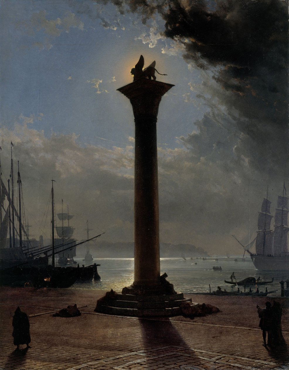 Måneskin over Piazzetta, ca. 1837 (olie på lærred) af Friedrich Nerly