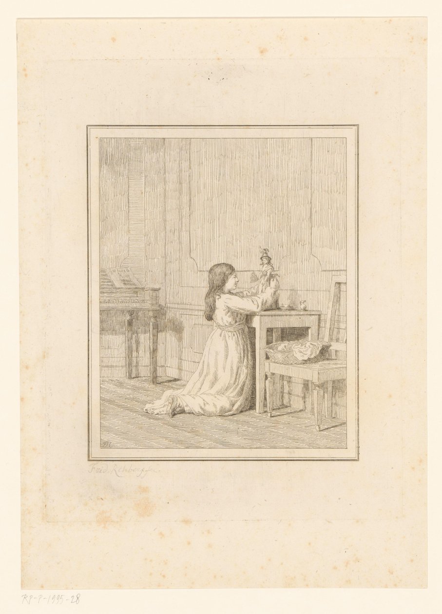 Pige med dukke Scener fra hverdagen i Italien (serietitel) Figur prese dal vero (serietitel på objekt) af Friedrich Rehberg