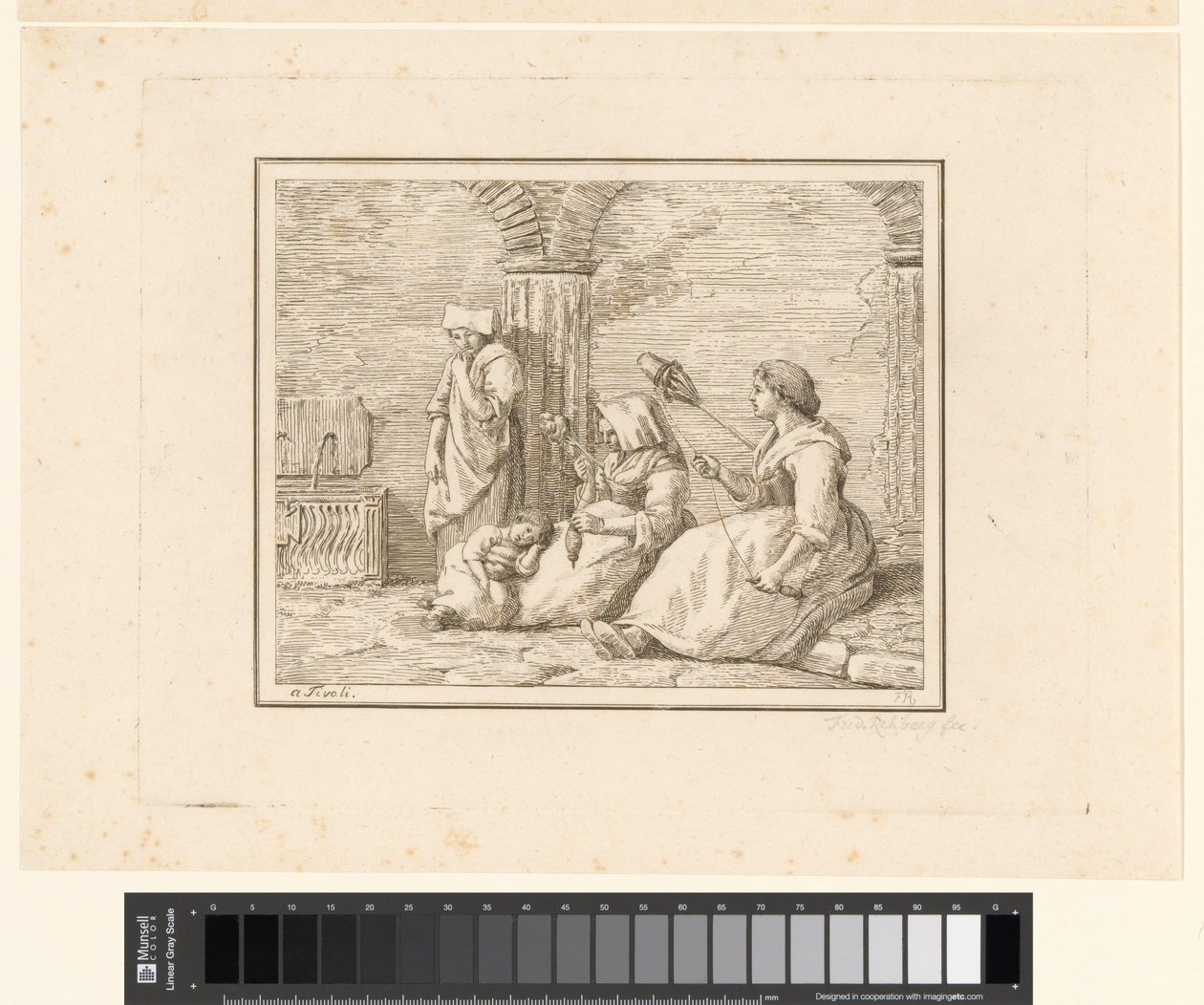 spindende kvinder Scener fra hverdagen i Italien (serietitel) Figur prese dal vero (serietitel på objekt) af Friedrich Rehberg