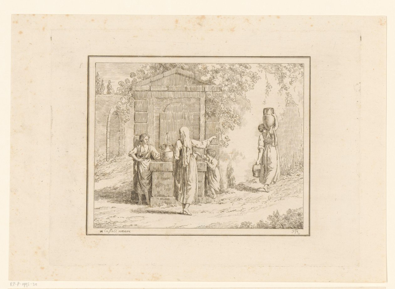 Kvinder ved vandbrønd Scener fra hverdagen i Italien (serietitel) Figur prese dal vero (serietitel på objekt) af Friedrich Rehberg